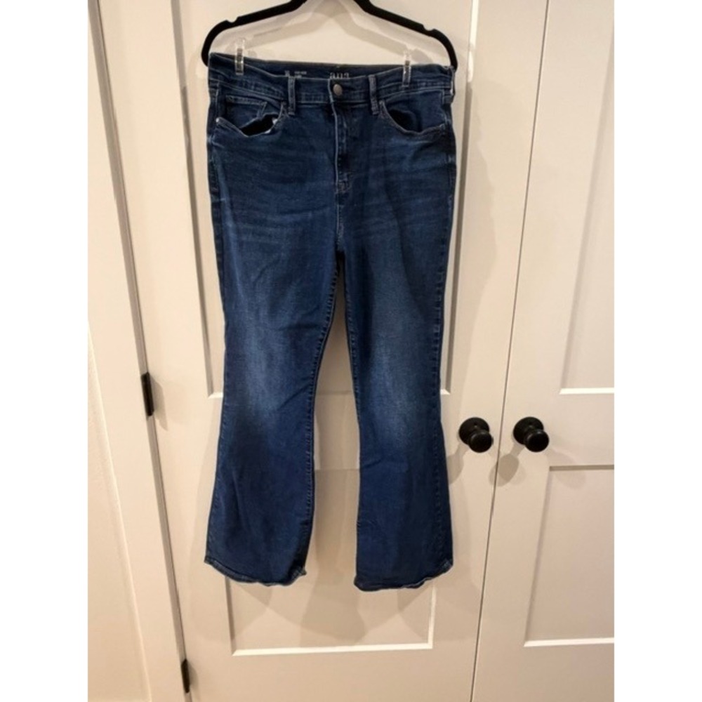 a.n.a A New Approach Womens High Rise Flare Jeans Dark Wash Blue Size 16